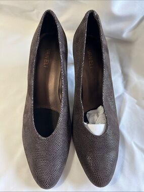 Vaneli Brown Textured Pointed-Toe Pumps